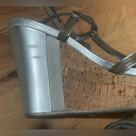 Prada Strappy Metallic Wedges Size 37.5 - Picture 12 of 16